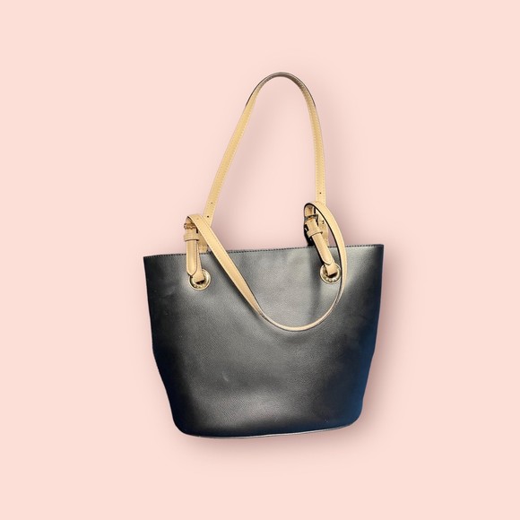 Michael Kors Medium Black Leather Tote - Picture 2 of 5